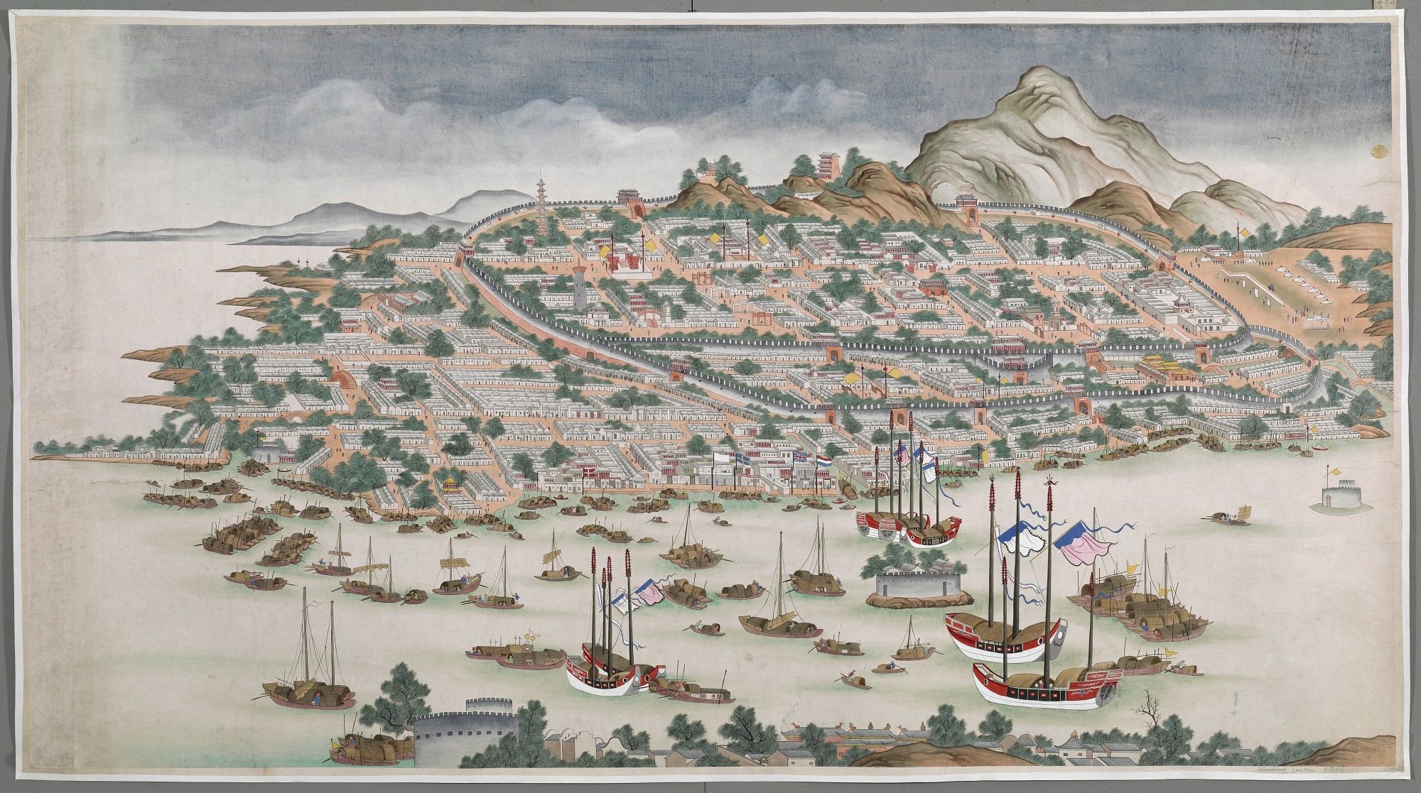 广州鸟瞰图(乾隆时期彩绘)