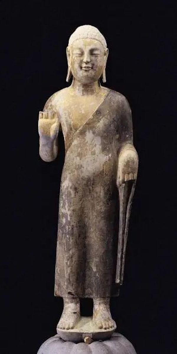 贴金彩绘石雕佛立像&nbsp;北齐