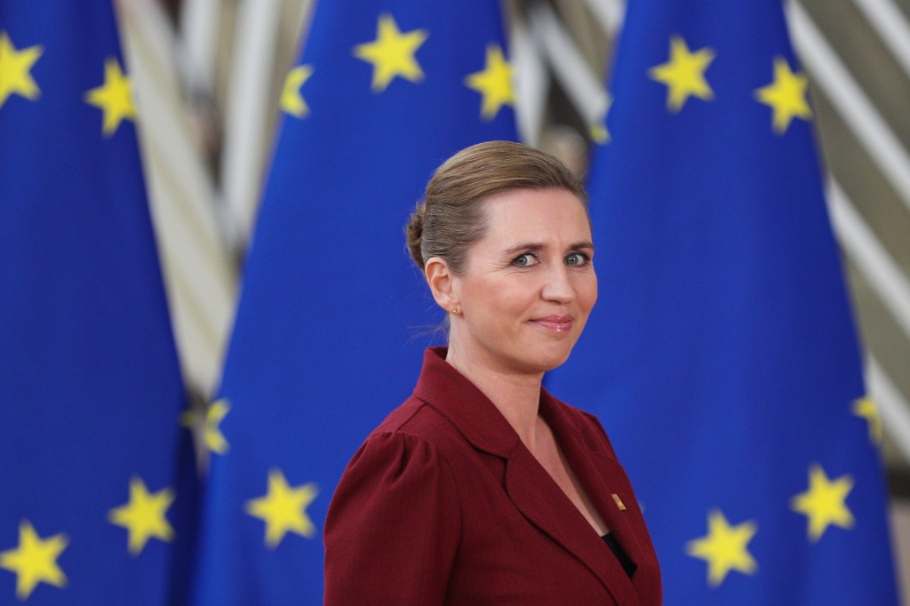 2020年2月20日,丹麦首相弗雷泽里克森抵达比利时布鲁塞尔的欧盟总部