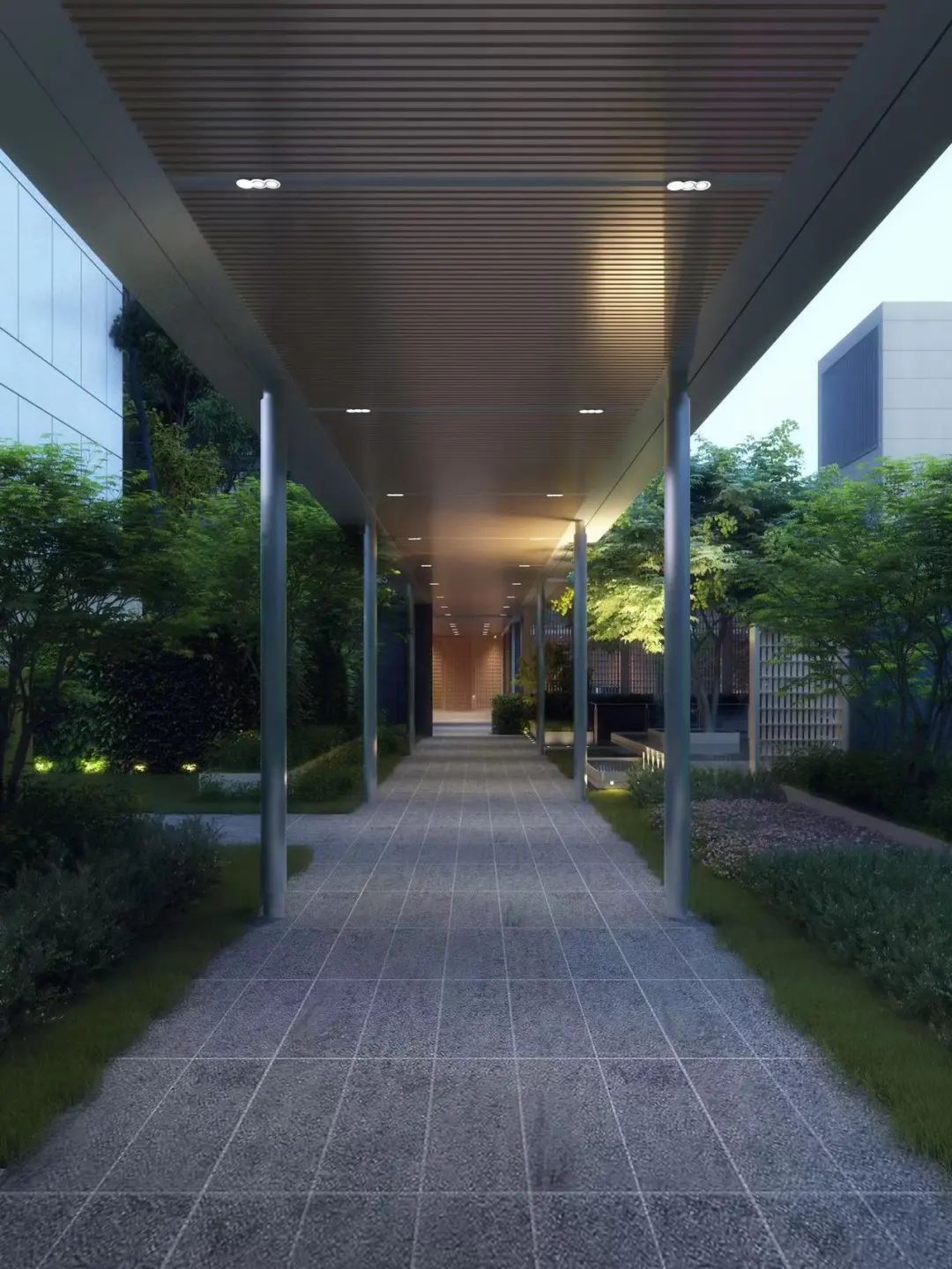 人居·九林语凌云阁风雨连廊效果图