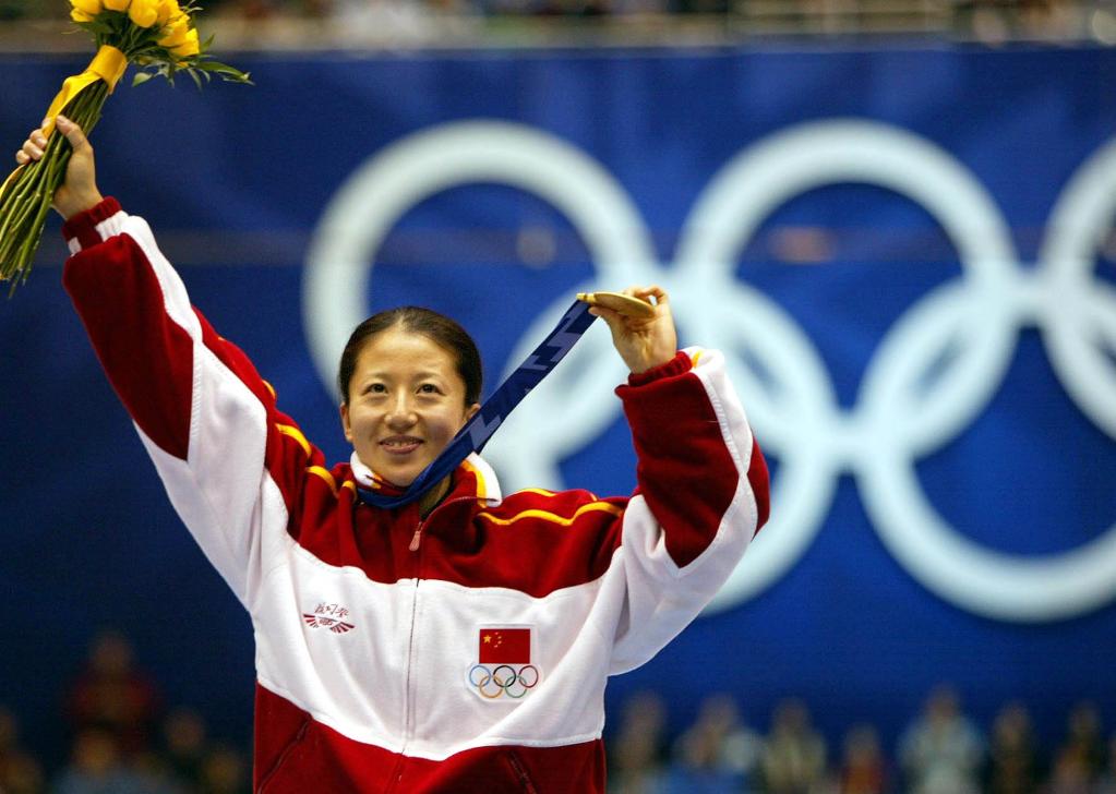 2002年2月16日,中国选手杨扬在盐湖城第19届冬季奥运会短道速滑女子