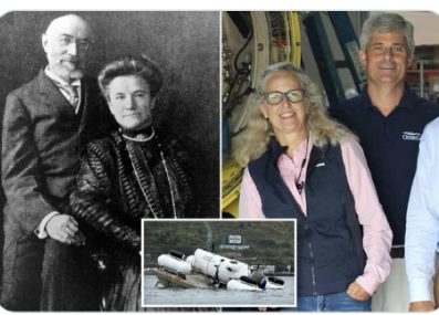 泰坦尼克号遇难者伊萨多·施特劳斯和伊达·施特劳斯（左）夫妇