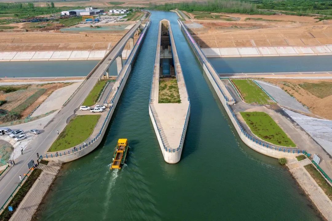 世界跨度最大的通水通航钢结构渡槽&nbsp; &nbsp;安徽省水利厅供图