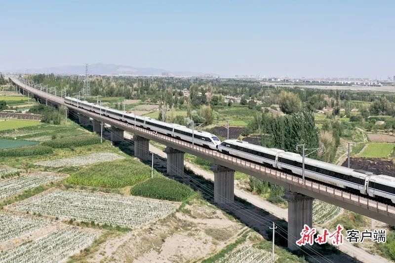 动车组在兰新高铁行驶.