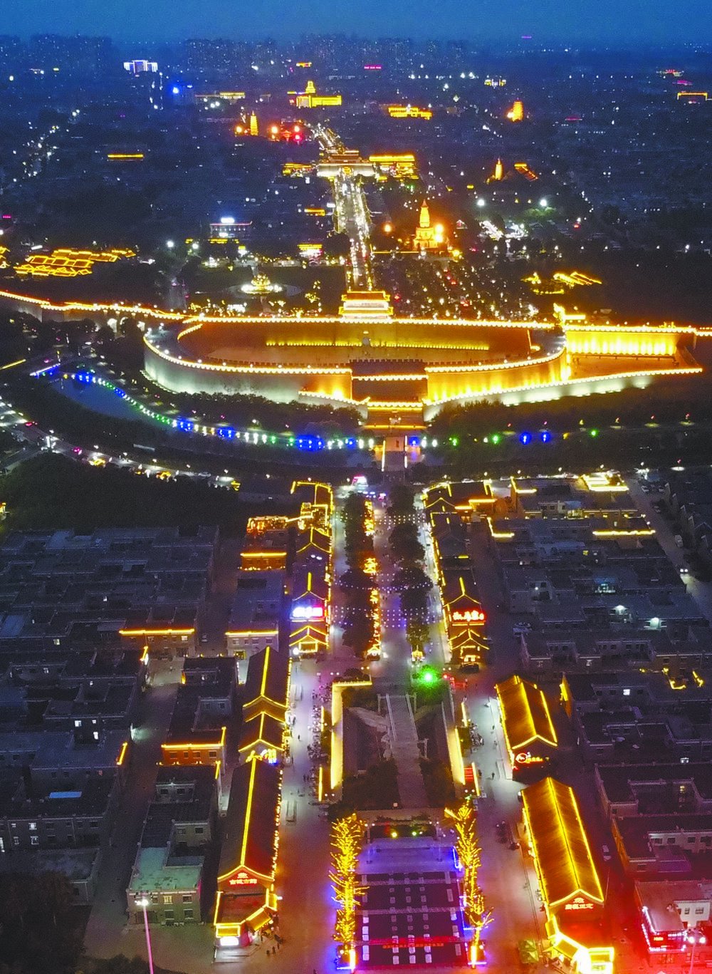 正定古城夜景璀璨美丽.