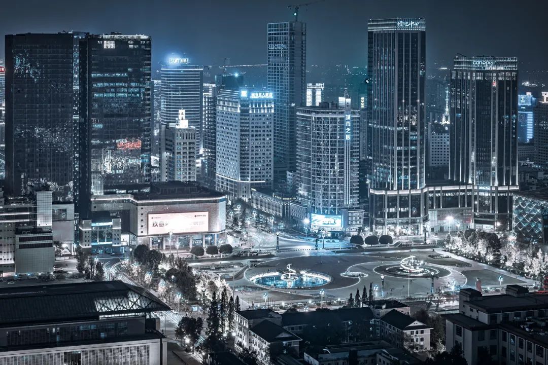 成都人民南路天府广场城市中心夜景