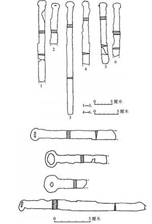 曹操高陵出土的小型铁刀以及匕首线图