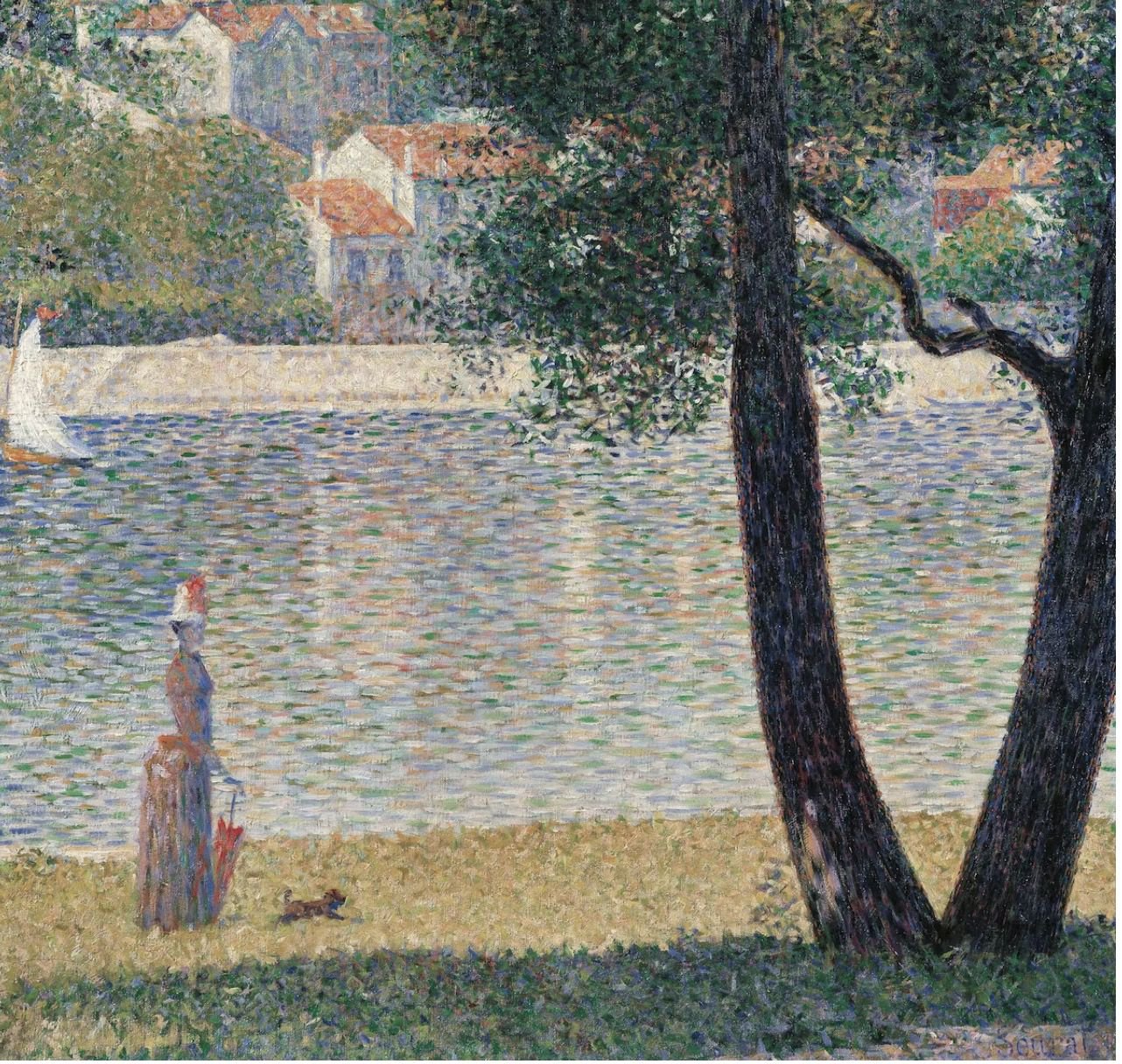 修拉,《库尔贝瓦的塞纳河》,1885,芝加哥艺术博物馆