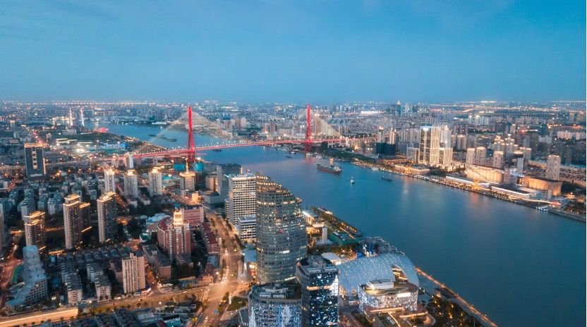 上海黄浦滨江暗示图。
