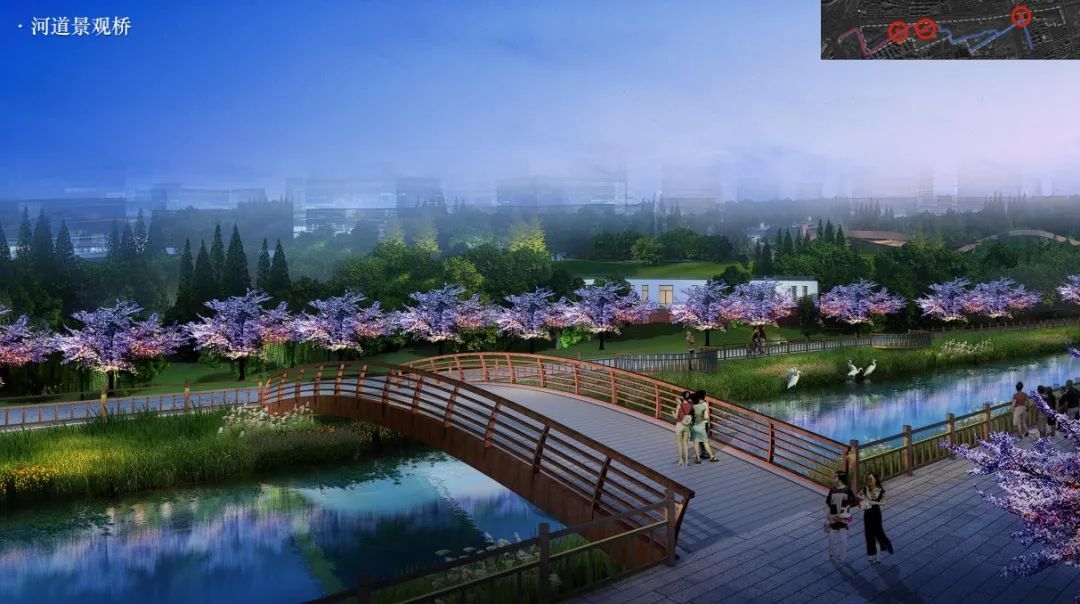梅陇生态公园内跨河景观桥,设计方案示意图