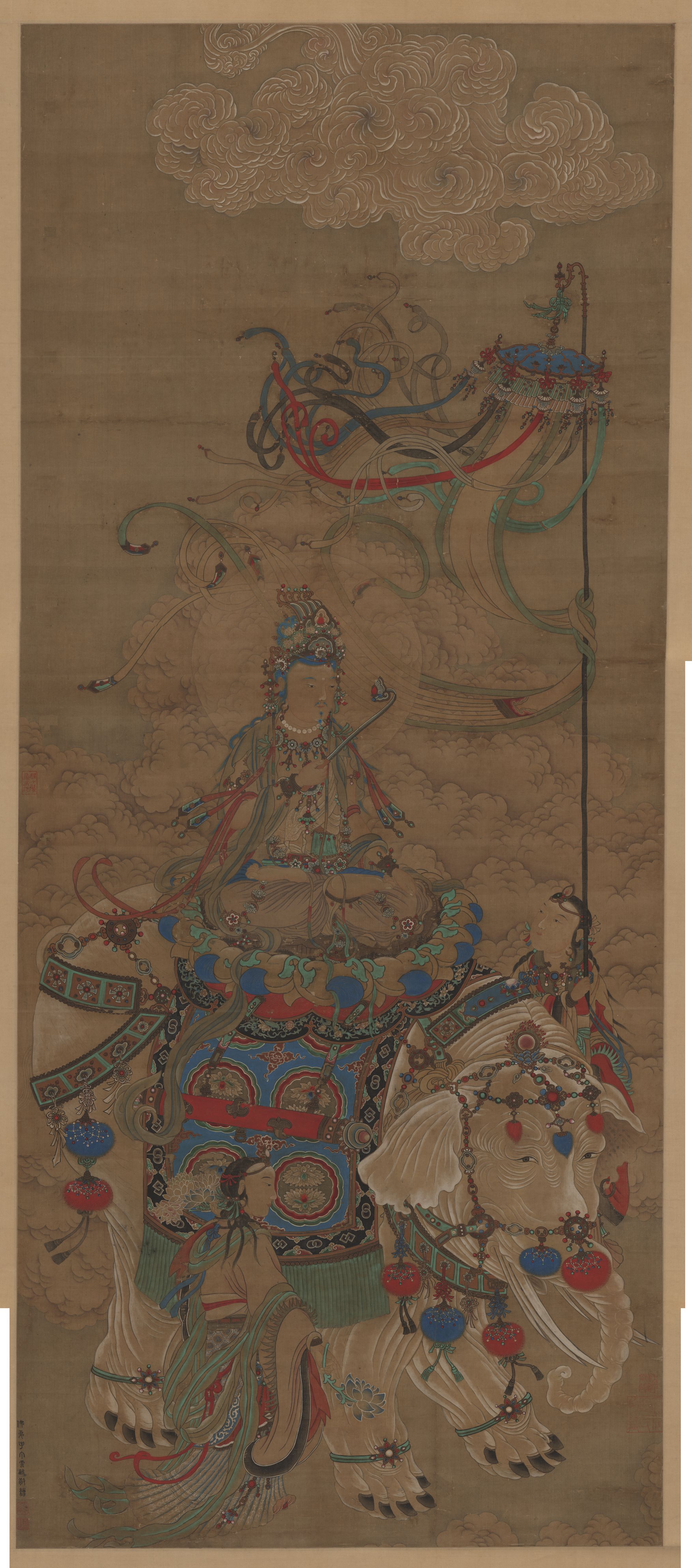 普贤菩萨法相,丁云鹏,绢本设色,189×80cm,明代