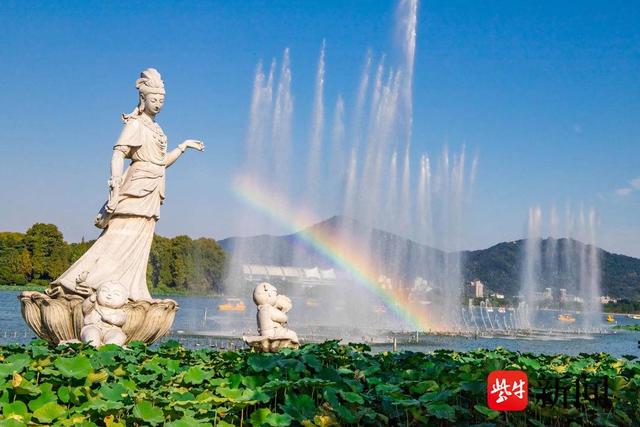 莲花广场的标志性雕塑(资料图)玄武湖公园管理处办公室主任戎飞霞介绍