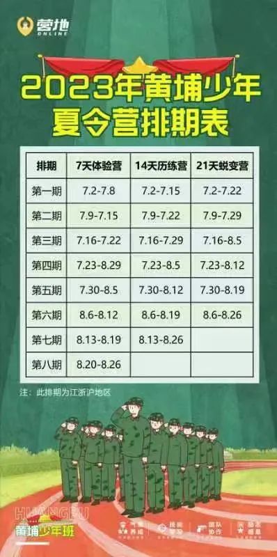 黄埔少年夏日营排期