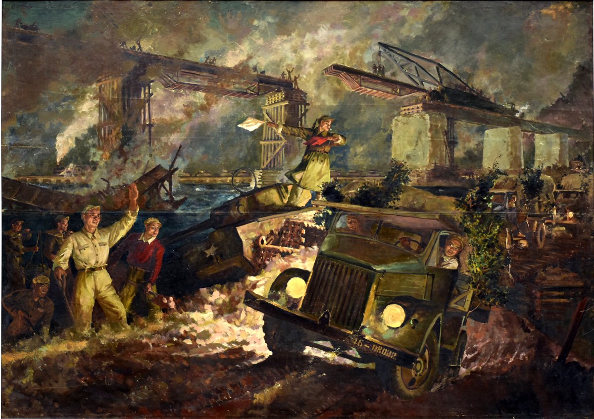 油画 《钢铁运输线》