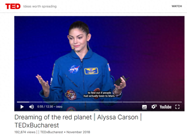 视频截图.卡森没有在视频中提到"她要死在火星上".