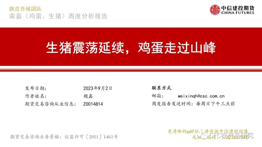【禽畜周报】生猪震荡延续，鸡蛋走过山峰