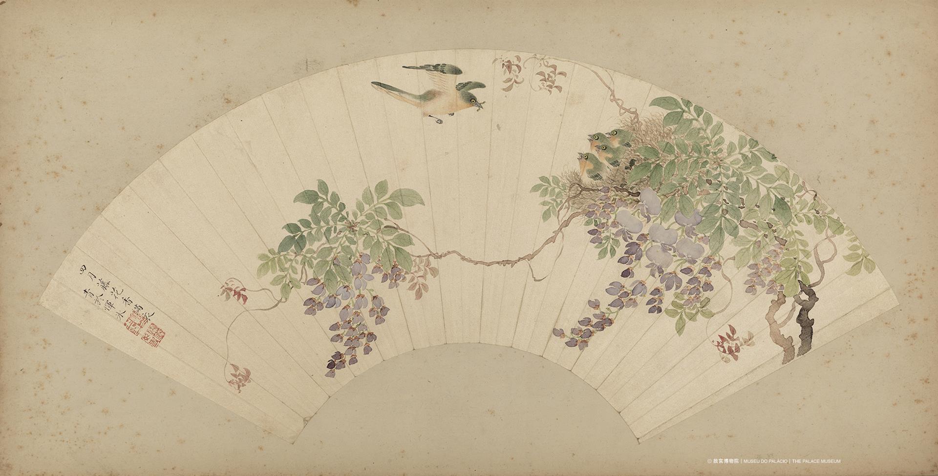 清代&nbsp;恽冰&nbsp;《紫藤翠鸟图》故宫博物院藏