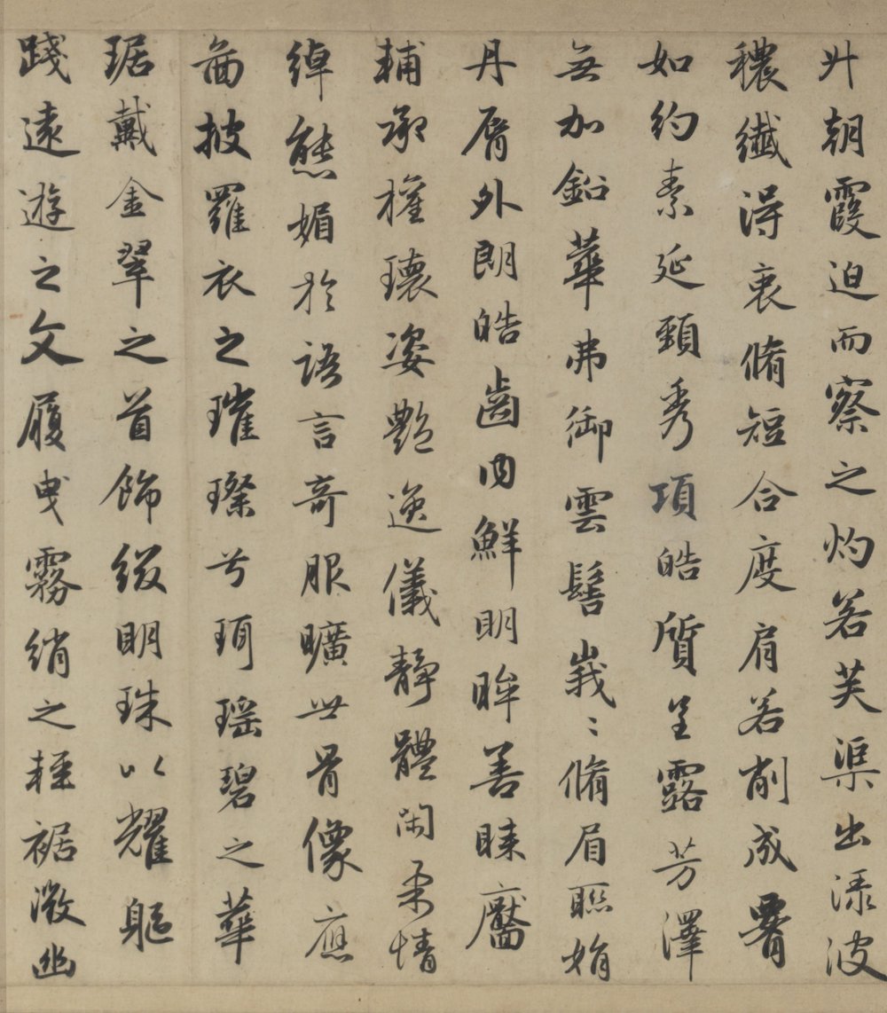 赵孟頫行书《洛神赋》卷(局部),纸本 纵29.