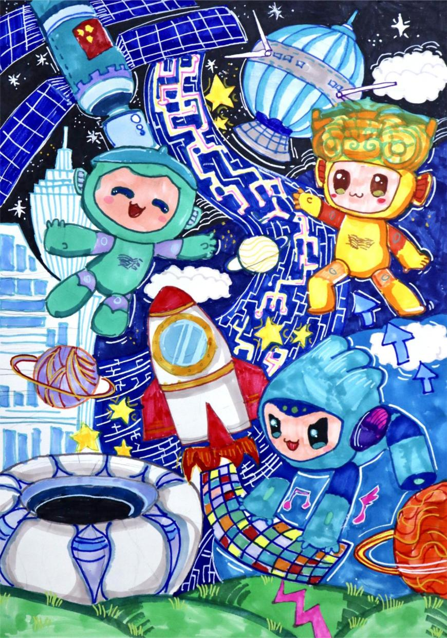 【童画亚运 同话未来】我观察到的亚运"科技蓝"