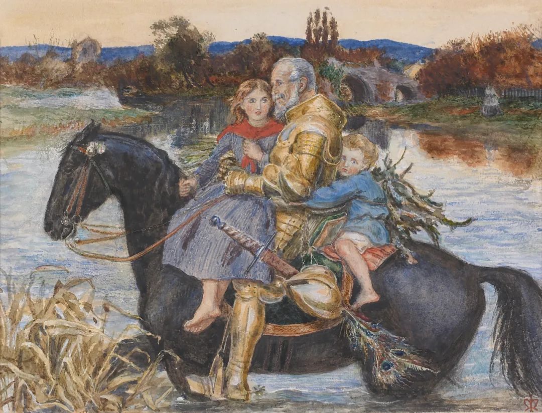 《梦回往昔:蹚过浅滩的骑士》约翰·埃弗里特·米莱 英国利物浦国家