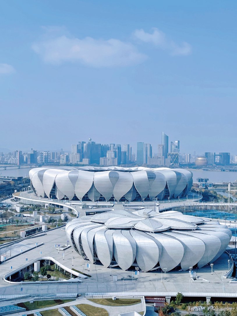杭州奥体中心体育场,体育馆外景.杭州亚组委官方摄影团队
