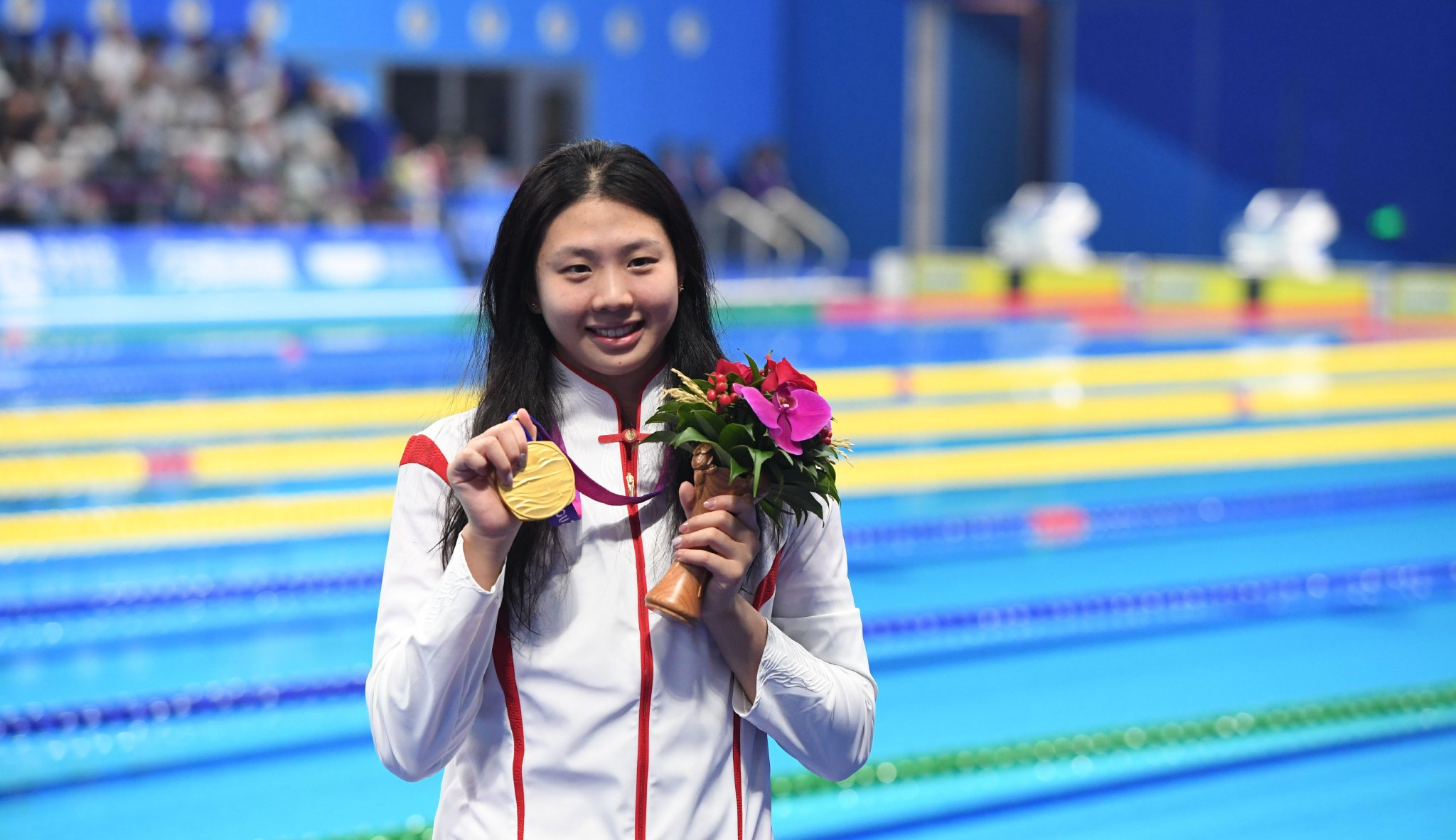 中国队选手唐钱婷获得金牌.(科技日报记者68周维海68摄)