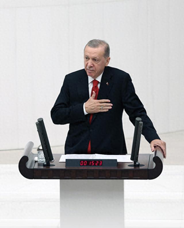 当地时间2023年10月1日，土耳其安卡拉，土耳其总统埃尔多安发表讲话。 视觉中国 图