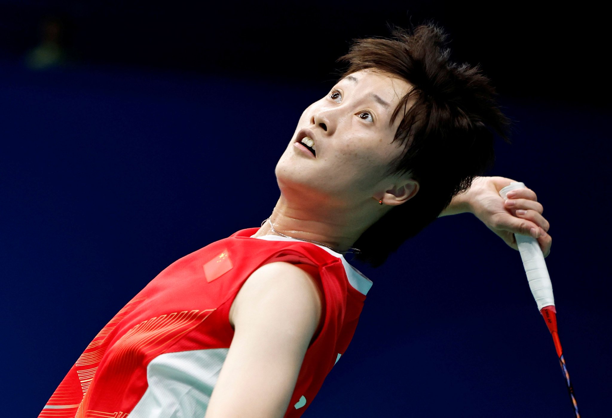 10月4日,杭州亚运会羽毛球女单第三轮,陈雨菲在比赛中.