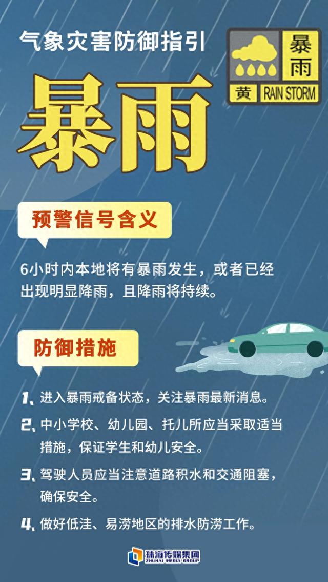 珠海全市暴雨黄色预警,这些区域暴雨预警升级为橙色和红色!