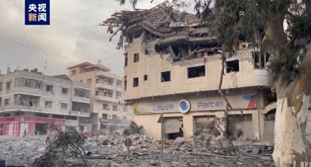 △被摧毁的加沙地带电信大楼
