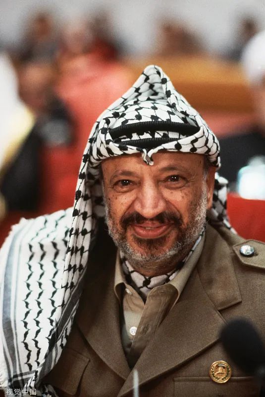 1987年,亚西尔·阿拉法特接受采访.(拍摄地点不详)