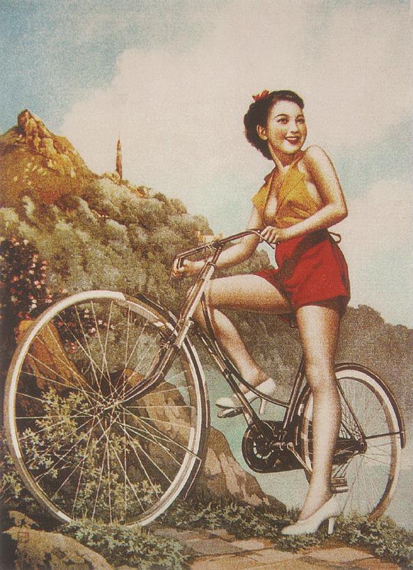 骑自行车的少女