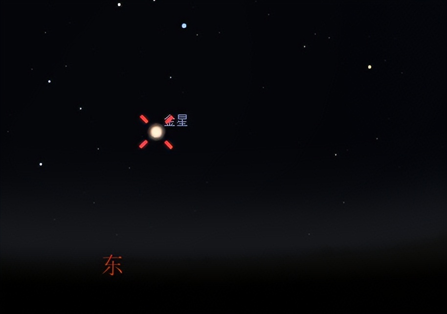 10月24日日出前,金星相对位置示意图 图源:星图软件