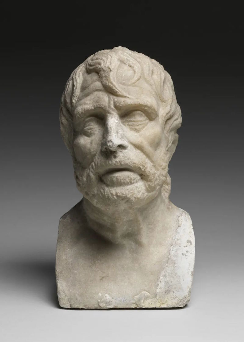 伪塞内卡或伊索肖像,大理石,公元1世纪,高30厘米,宽25厘米,厚25厘米