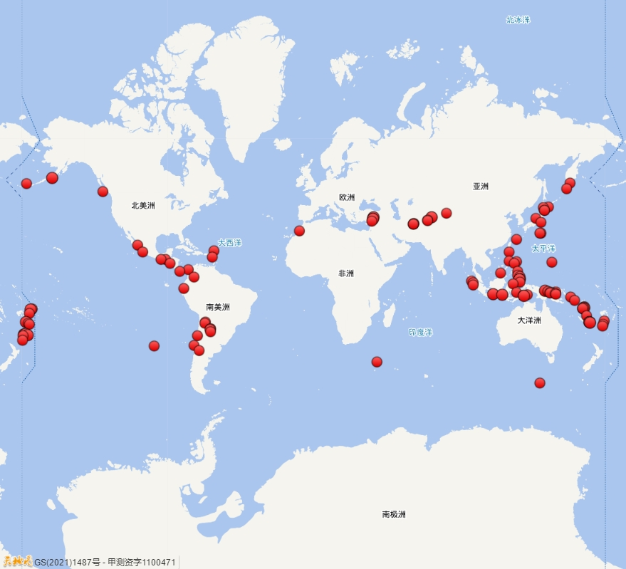 0级以上1次,最大地震是2021年7月29日在美国阿拉斯加州以南海域发生的