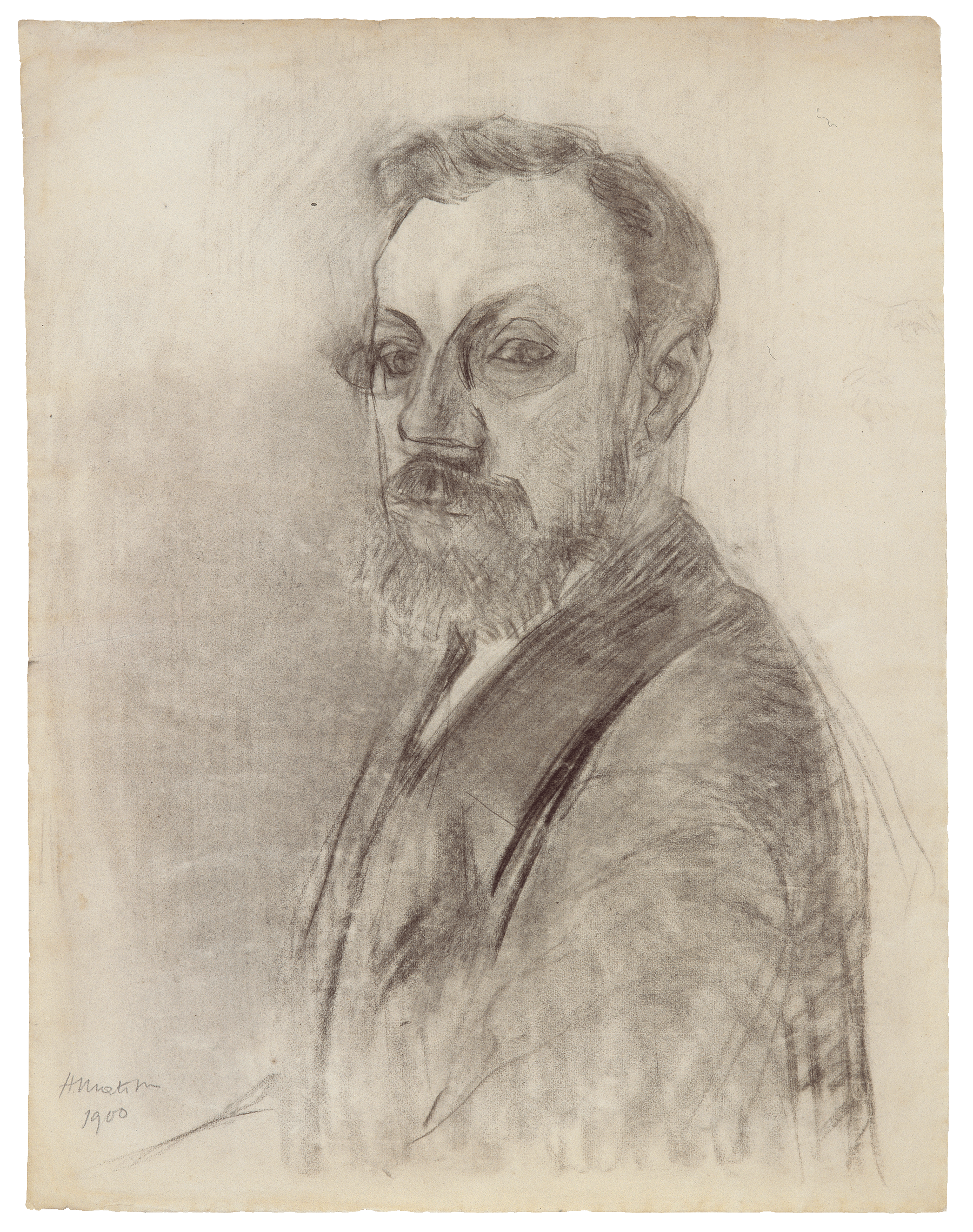 亨利·马蒂斯,《自画像》,1900,安格尔纸上炭笔