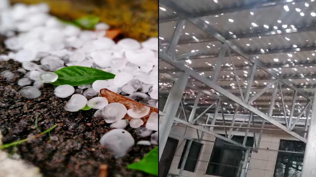 长沙突降冰雹,宁乡有房顶被砸成"筛子"