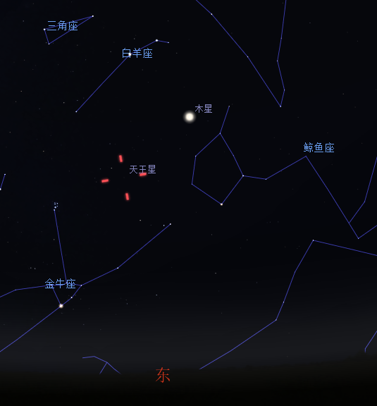 11月14日夜晚 天王星相对位置示意图 图源:星图软件