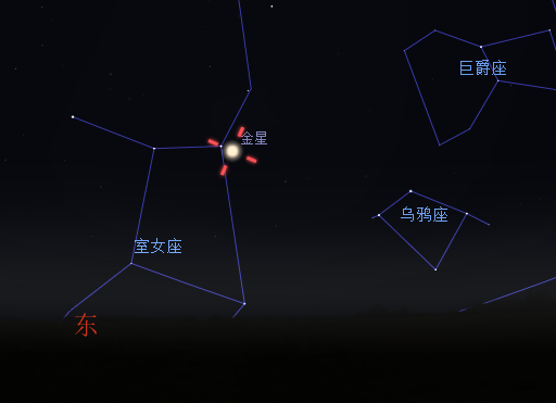 11月18日凌晨 金星相对位置示意图 图源:星图软件