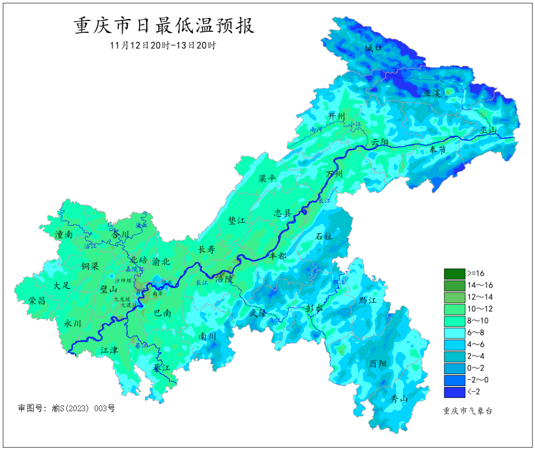 预报图受冷空气影响,预计11日夜间到13日我市有一次降温降雨天气过程