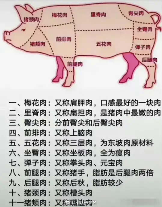 一张图告诉你，猪肉的不同部位 猪肉的不同部位肉质不同……|猪肉|肉质|部位_新浪新闻