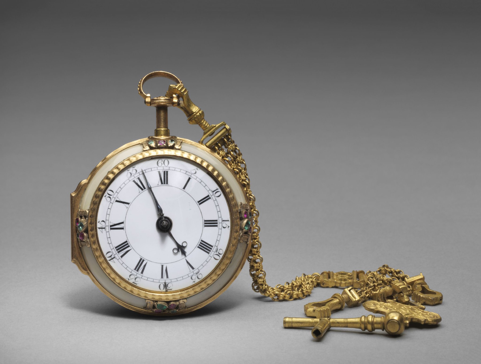 图2  清 铜镀金壳镶玛瑙怀表 故宫博物