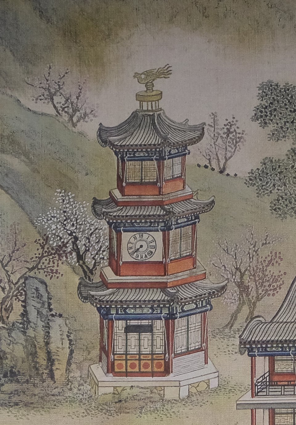 图6 清 沈源,唐岱 《圆明园四十景图》之《慈云普护》(局部)&nbsp; 纵