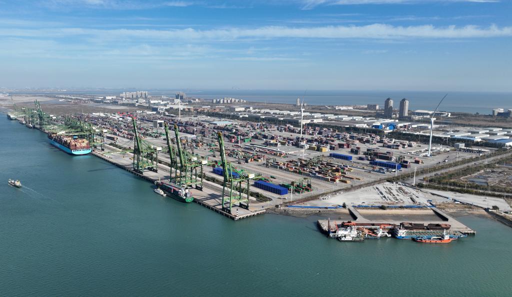 这是11月13日拍摄的天津东疆综合保税区(无人机照片).