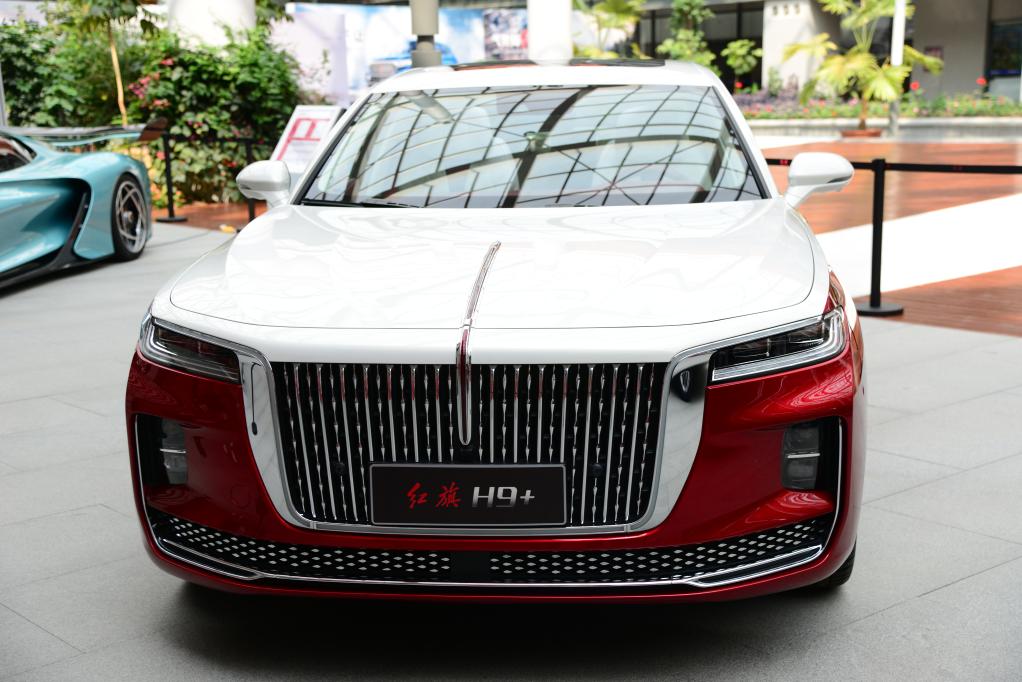 新华社记者陈建力摄观众在长春汽博会红旗品牌汽车展区参观红旗h5车型