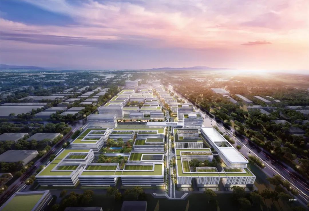 秦创原·氢合湾-氢能产业两链融合科创区鸟瞰效果图