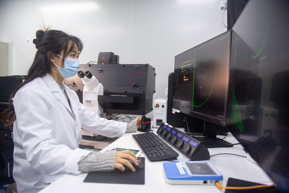 科研人员在位于杭州市钱塘区的中国科学院杭州医学研究所进行科 