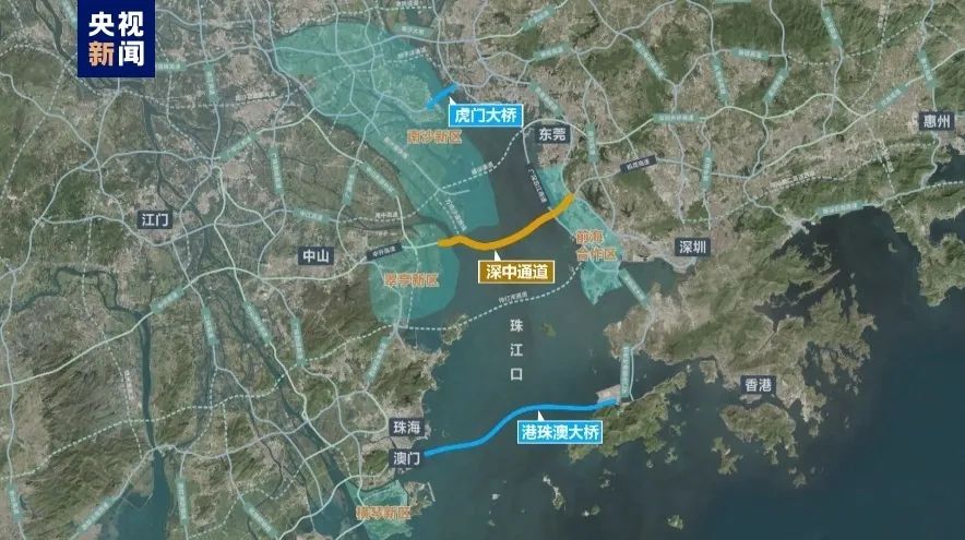 深中通道路线示意图.央视新闻 图
