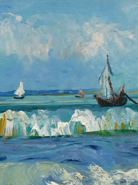andrey zakirzyanov将梵高的作品《海上的渔船》