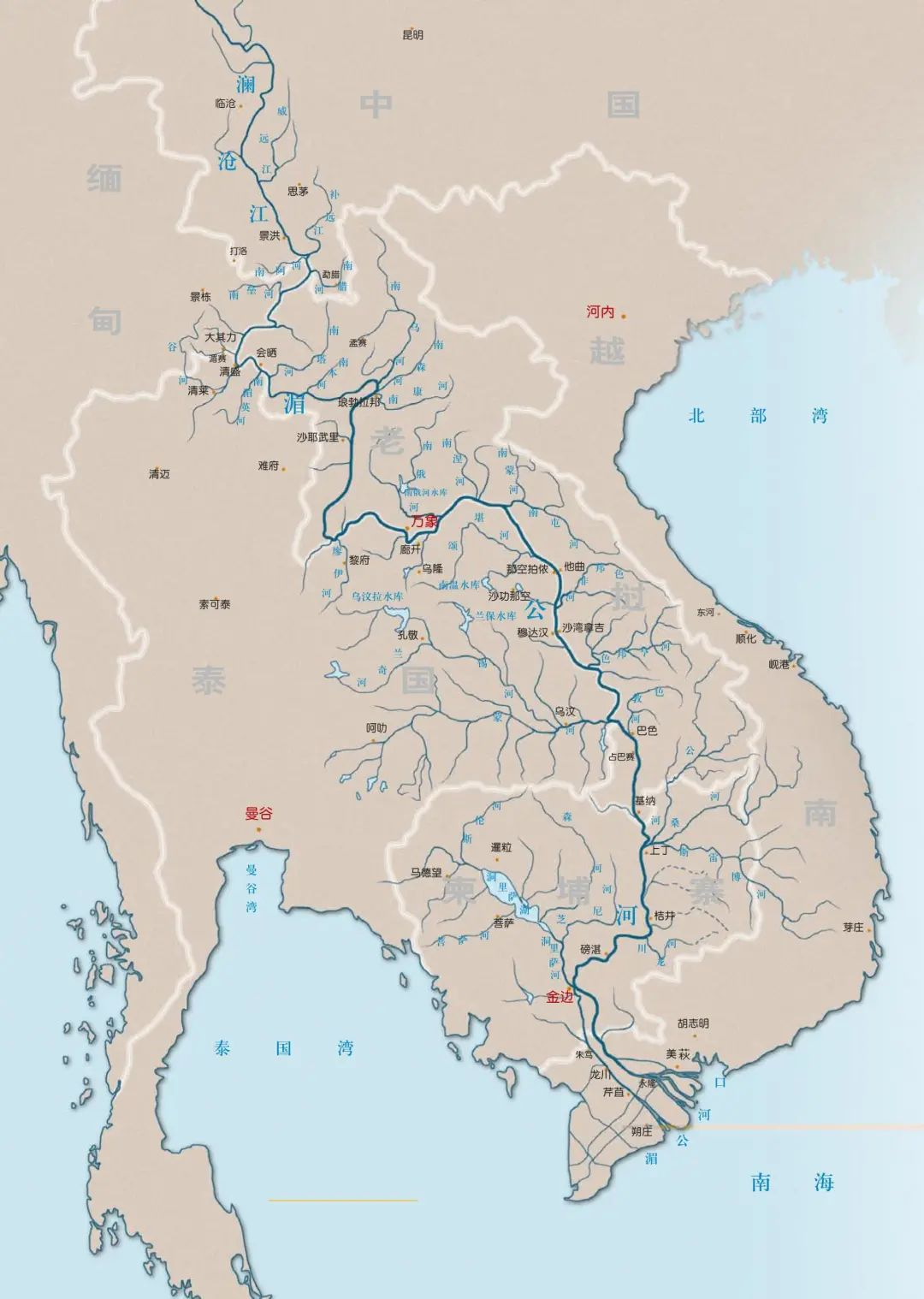 中南半岛河流分布,来源:榆树网